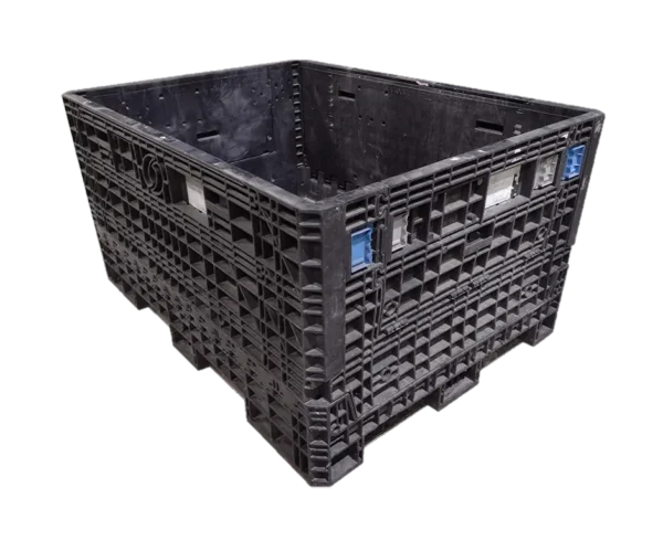 Reconditioned HPJ Industries 64" x 48" x 34" All Black All Good Runner 48" Side Bulk Container - 2 Drop Doors