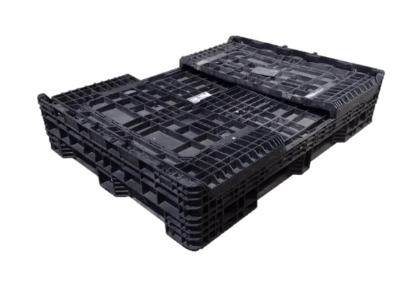 Reconditioned HPJ Industries 64" x 48" x 34" All Black All Good Runner 48" Side Bulk Container - 2 Drop Doors - Image 2