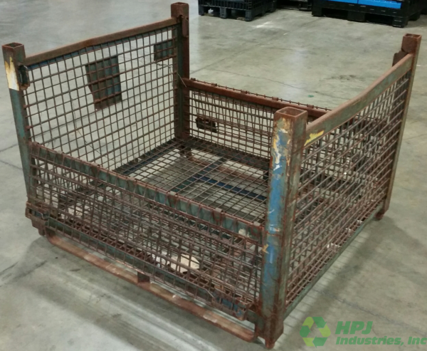 Used HPJ Industries 54" x 48" x 38" Wire Basket 54" Side - 2 Drop Doors - Image 2