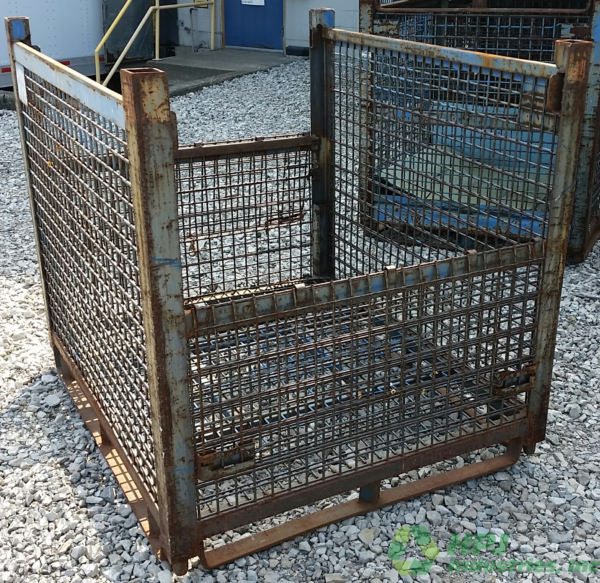 Used HPJ Industries 57" x 48" x 50" Wire Basket 48" Side - 2 Drop Doors - Image 2