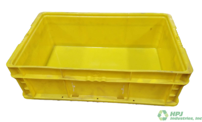 Used HPJ Industries 24" x 15" x 7" Yellow Hand Tote Smooth Bottom