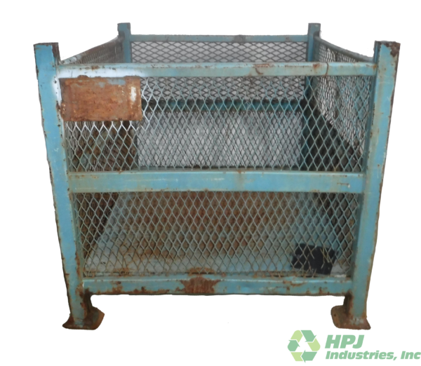 Used HPJ Industries 40" x 32" x 32" Wire Basket 34" Side - 2 Drop Doors - Image 2