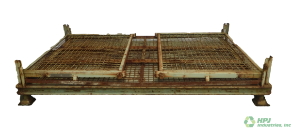 Used HPJ Industries 79" x 47" x 38" Collapsible Wire Basket  79" Side - 1 Drop Door - Image 4