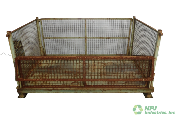 Used HPJ Industries 79" x 47" x 38" Collapsible Wire Basket  79" Side - 1 Drop Door - Image 2