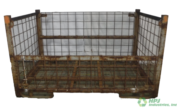 Used HPJ Industries 84" x 54" x 49" Wire Basket 84" Side - 2 Drop Doors - Image 2