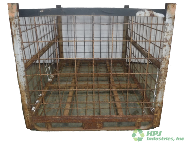Used HPJ Industries 84" x 54" x 49" Wire Basket 84" Side - 2 Drop Doors - Image 3