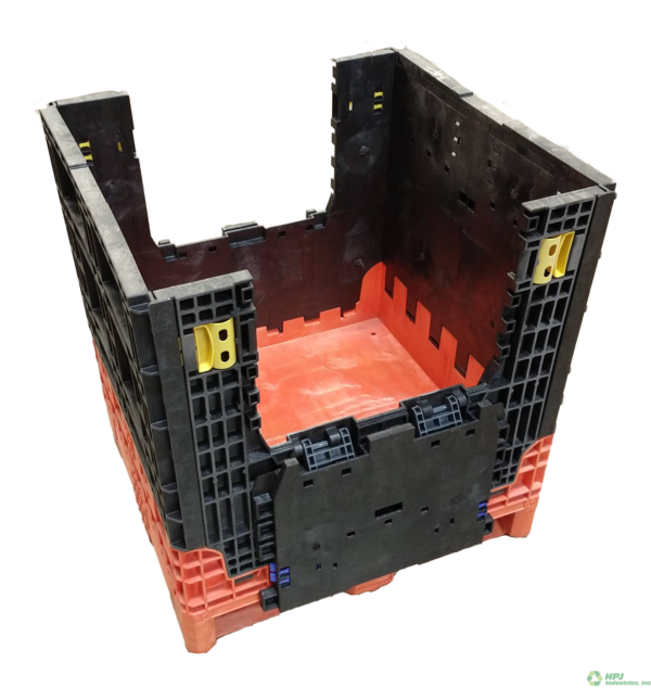 Lightly Used Buckhorn 30" x 32" x 34" Orange Base Black Wall Bulk Container - Image 2