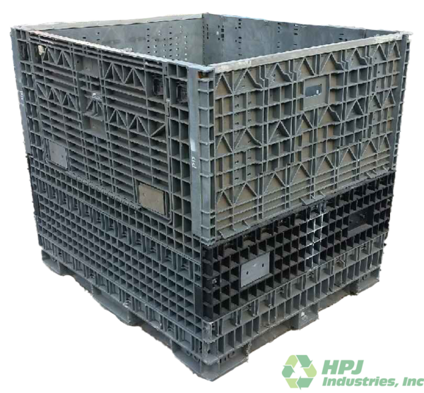Reconditioned HPJ Industries 56" x 48" x 50" Mixed Color Bulk Container - 2 Drop Doors