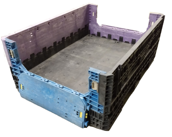 Reconditioned HPJ Industries 64" x 48" x 25" Mixed Color All Good Runner 48" Side Bulk Container - 2 Drop Doors - Image 3