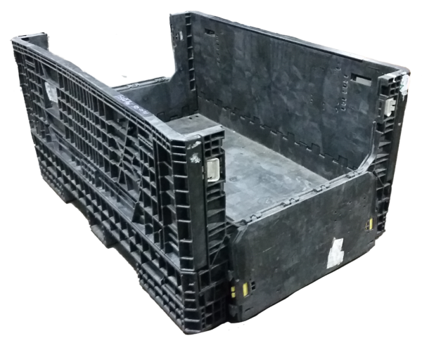 Reconditioned HPJ Industries 70" x 48" x 34" All Black Bulk Container - 2 Drop Doors - Image 3