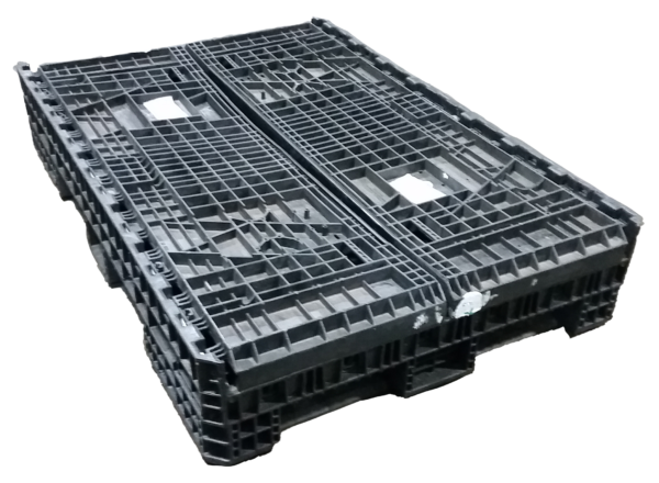 Reconditioned HPJ Industries 70" x 48" x 34" All Black Bulk Container - 2 Drop Doors - Image 2
