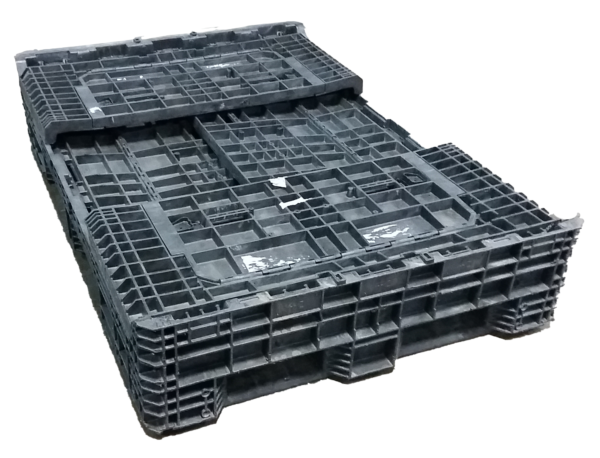 Reconditioned HPJ Industries 70" x 48" x 34" All Black Bulk Container - 4 Drop Doors - Image 2