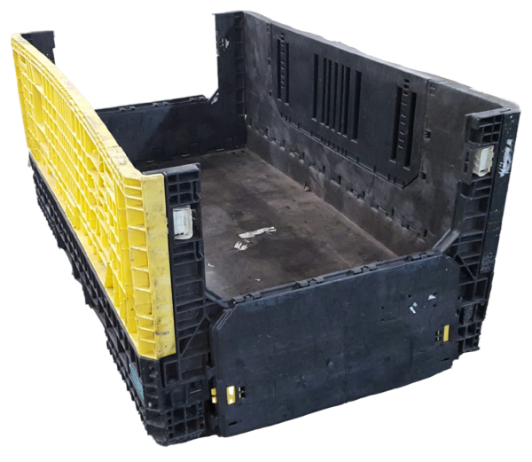 Reconditioned HPJ Industries 78" x 48" x 34" Mixed Color Bulk Container - 2 Drop Doors - Image 3