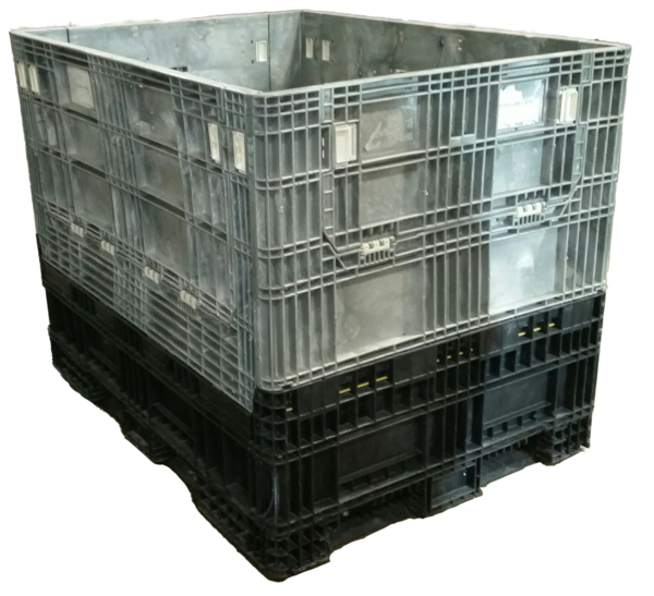 Reconditioned Buckhorn 64" x 48" x 50" Mixed Color Buckhorn/Orbis Bulk Container - 2 Drop Doors - Image 2