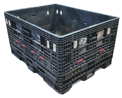 Reconditioned Orbis 65" x 48" x 34" All Black Bulk Container - 4 Drop Doors