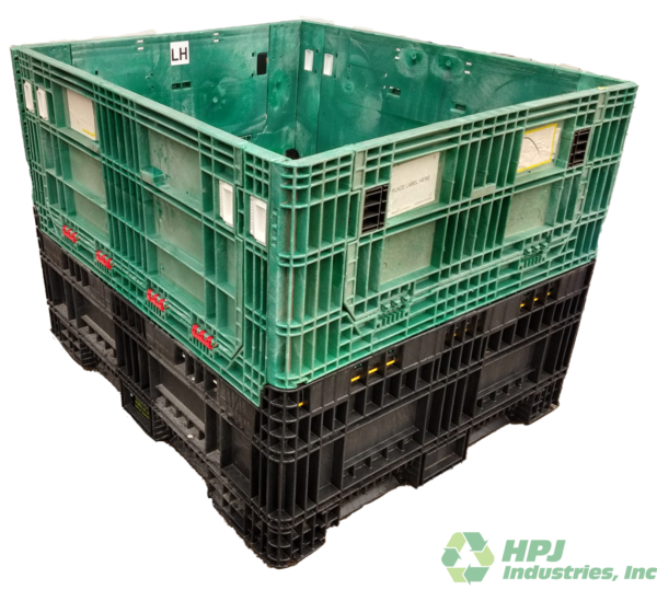 Reconditioned HPJ Industries 56" x 48" x 42" Mixed Color Bulk Container - 2 Drop Doors