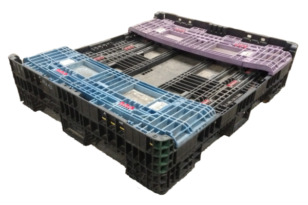 Reconditioned HPJ Industries 56" x 48" x 25" Mixed Color 48" Side Bulk Container - 2 Drop Doors - Image 2