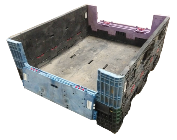 Reconditioned HPJ Industries 56" x 48" x 25" Mixed Color 48" Side Bulk Container - 2 Drop Doors - Image 3