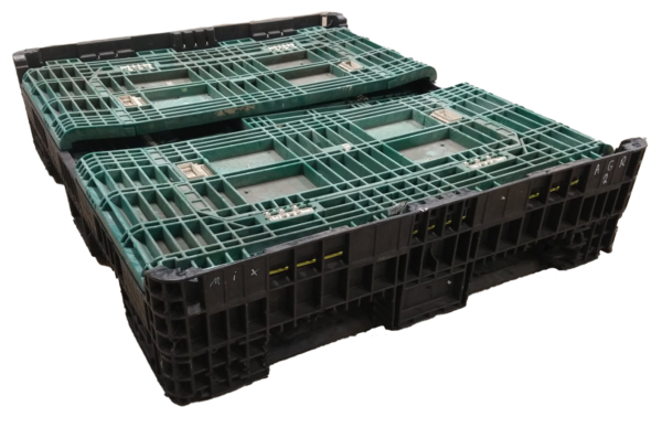 Reconditioned HPJ Industries 56" x 48" x 34" Mixed Color 48" Side Bulk Container - 2 Drop Doors - Image 3