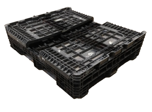 Reconditioned HPJ Industries 57" x 48" x 34" All Black Bulk Container - 4 Drop Doors - Image 3