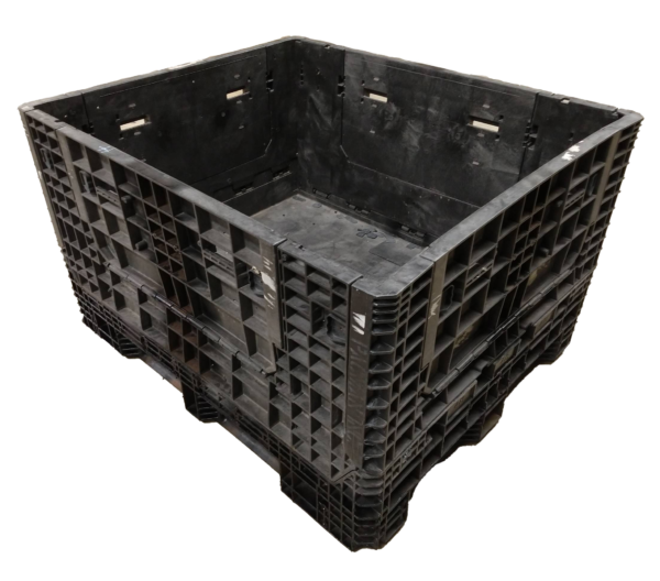 Reconditioned HPJ Industries 57" x 48" x 34" All Black Bulk Container - 4 Drop Doors
