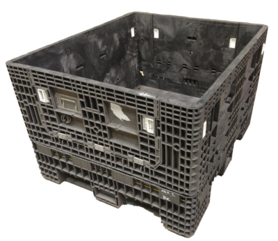 Reconditioned HPJ Industries 56" x 48" x 34" All Black All Good Runner Bulk Container - 2 Drop Doors 48" Side