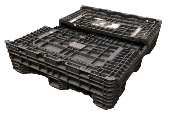 Reconditioned HPJ Industries 57" x 48" x 34" All Black 48" Side Bulk Container - 2 Drop Doors