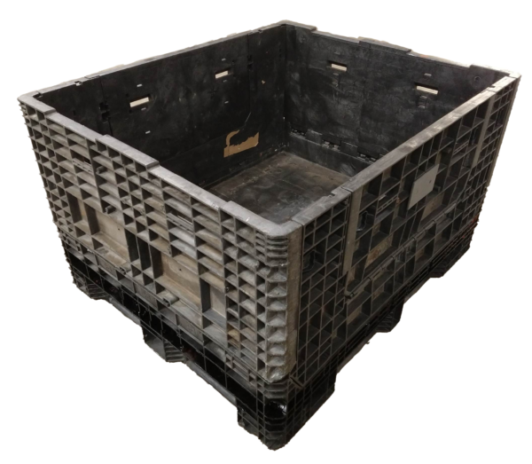 Reconditioned HPJ Industries 57" x 48" x 34" All Black 57" Side Bulk Container - 2 Drop Doors