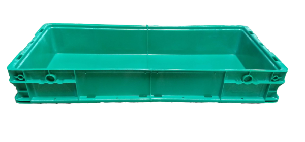 Used HPJ Industries  32" x 15" x 5" Green Cut-n-Weld Hand Tote Smooth Bottom - Image 2