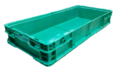 Used HPJ Industries 32" x 15" x 5" Green Cut-n-Weld Hand Tote Smooth Bottom