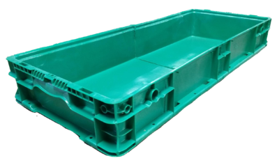Used HPJ Industries 36" x 15" x 5" Green Cut/Weld Hand Tote Smooth Bottom