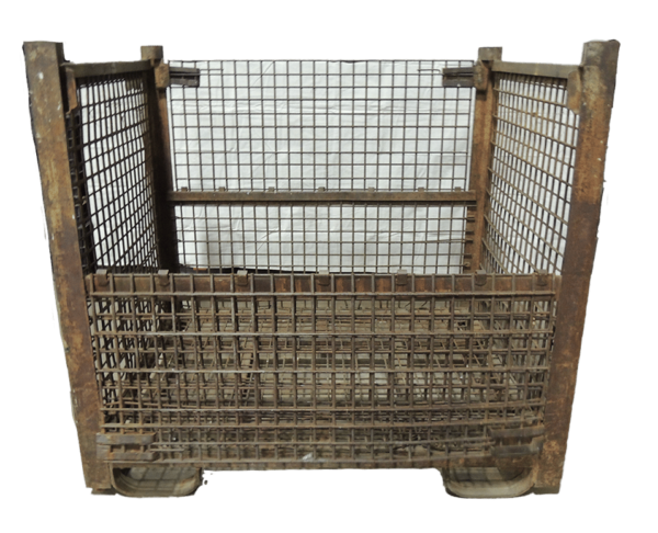 Used HPJ Industries 54" x 44" x 49" Wire Basket 54" Side - 2 Drop Doors - Image 3