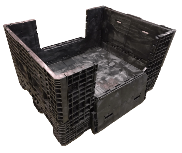 New Buckhorn 62" x 48" x 34" All Black 62" Side Bulk Container - 2 Drop Doors - Image 4