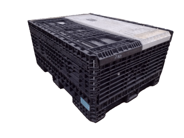Reconditioned Ropak 64" x 48" x 50" Mixed Color Ropak Bulk Container - 2 Drop Doors - Image 3