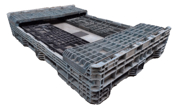 Reconditioned HPJ Industries 70" x 48" x 25" Mixed Color Bulk Container - 2 Drop Doors - Image 3