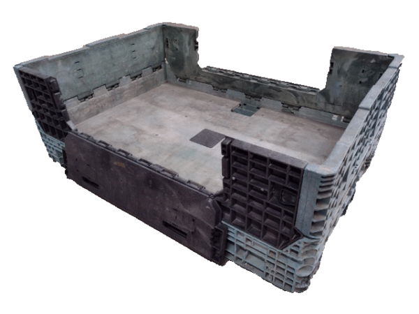 Reconditioned HPJ Industries 70" x 48" x 25" Mixed Color Bulk Container - 2 Drop Doors - Image 2