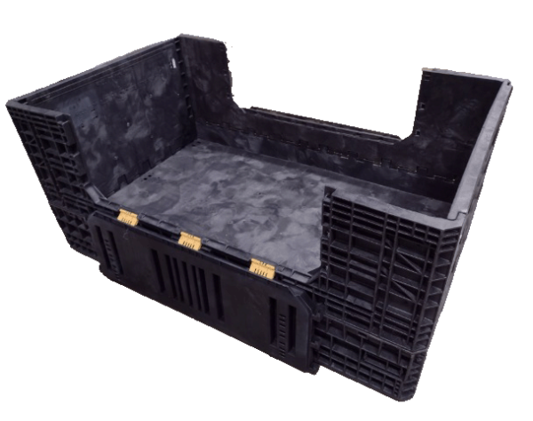 Reconditioned HPJ Industries 78" x 48" x 34" All Black All Good Runner Bulk Container - 2 Drop Doors - Image 2
