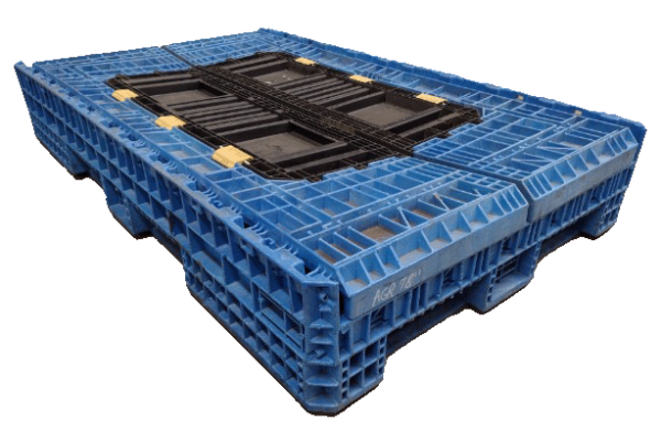 Reconditioned HPJ Industries 78" x 48" x 34" Mixed Color Bulk Container - 2 Drop Doors - Image 5