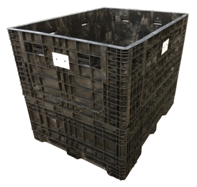 Lightly Used Buckhorn 64" x 48" x 50" All Black Door Bulk Container - 4 Drop Doors