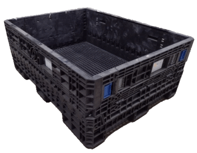 Reconditioned HPJ Industries 64" x 48" x 25" All Black All Good Runner Bulk Container - 2 Drop Doors 48" Side