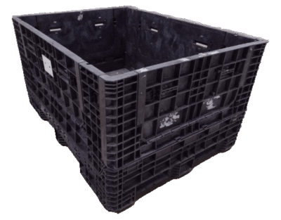Reconditioned HPJ Industries 64" x 48" x 34" All Black All Good Runner Bulk Container - 4 Drop Doors