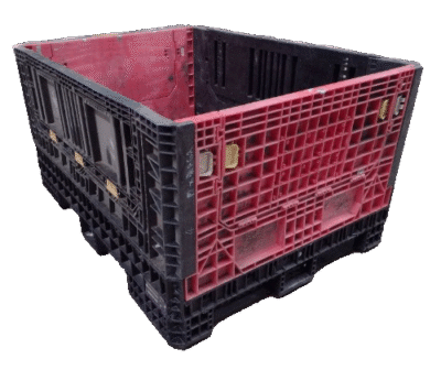 Reconditioned HPJ Industries 64" x 48" x 34" Mixed Color All Good Runner Bulk Container - 4 Drop Doors