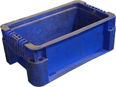 Used HPJ Industries 12" x 7" x 5" Blue Hand Tote Smooth Bottom