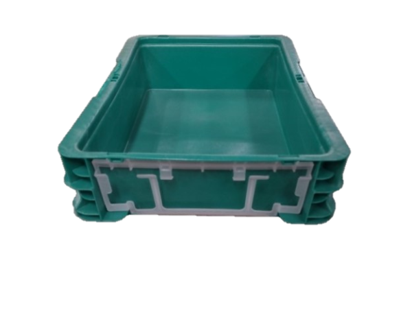 Used HPJ Industries  15" x 12" x 4" Green Hand Tote Smooth Bottom