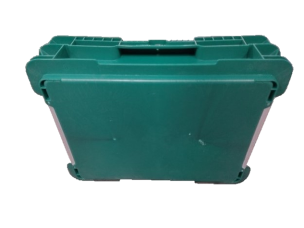 Used HPJ Industries  15" x 12" x 4" Green Hand Tote Smooth Bottom - Image 2
