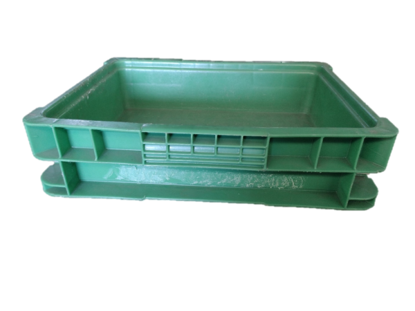 Used HPJ Industries  15" x 12" x 4" Green Hand Tote Reinforced Bottom - Image 4