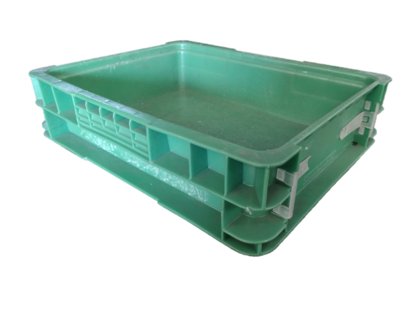 Used HPJ Industries  15" x 12" x 4" Green Hand Tote Reinforced Bottom