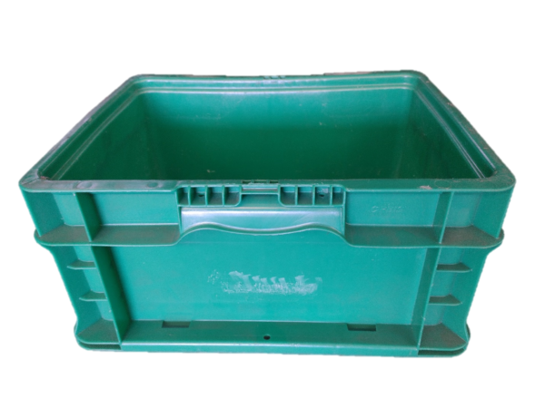 Used HPJ Industries  15" x 12" x 7" Green Hand Tote Smooth Bottom - Image 4