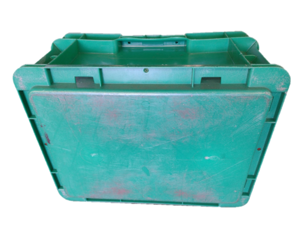 Used HPJ Industries  15" x 12" x 7" Green Hand Tote Smooth Bottom - Image 2