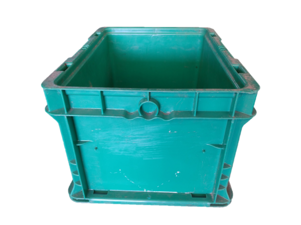 Used HPJ Industries  15" x 12" x 9" Green Hand Tote Reinforced Bottom - Image 4
